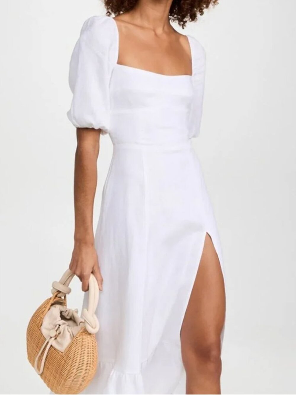 Reformation Belgium White Linen Dress in Size 6